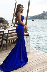 Elegant Royal Blue Halter Mermaid Prom Dress - Long Evening Gown